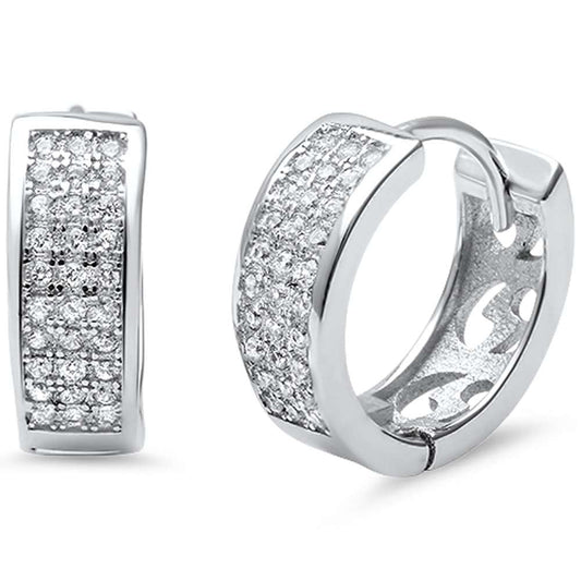 MicroPave CZ Round .925 Sterling Silver Hoop Earrings