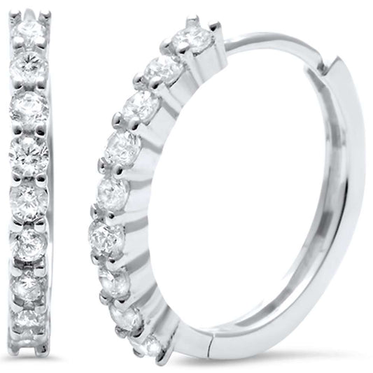 Cubic Zirconia Round Hoop .925 Sterling Silver Earrings
