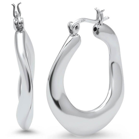 CLOSEOUT!Electroform Plain Thick Hoop .925 Sterling Silver Earrings