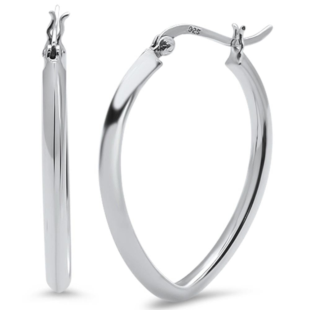CLOSEOUT!Plain Hoop V Shape .925 Sterling Silver Earrings