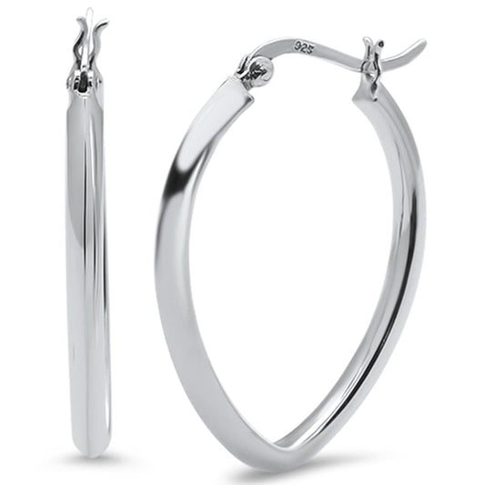 CLOSEOUT!Plain Hoop V Shape .925 Sterling Silver Earrings