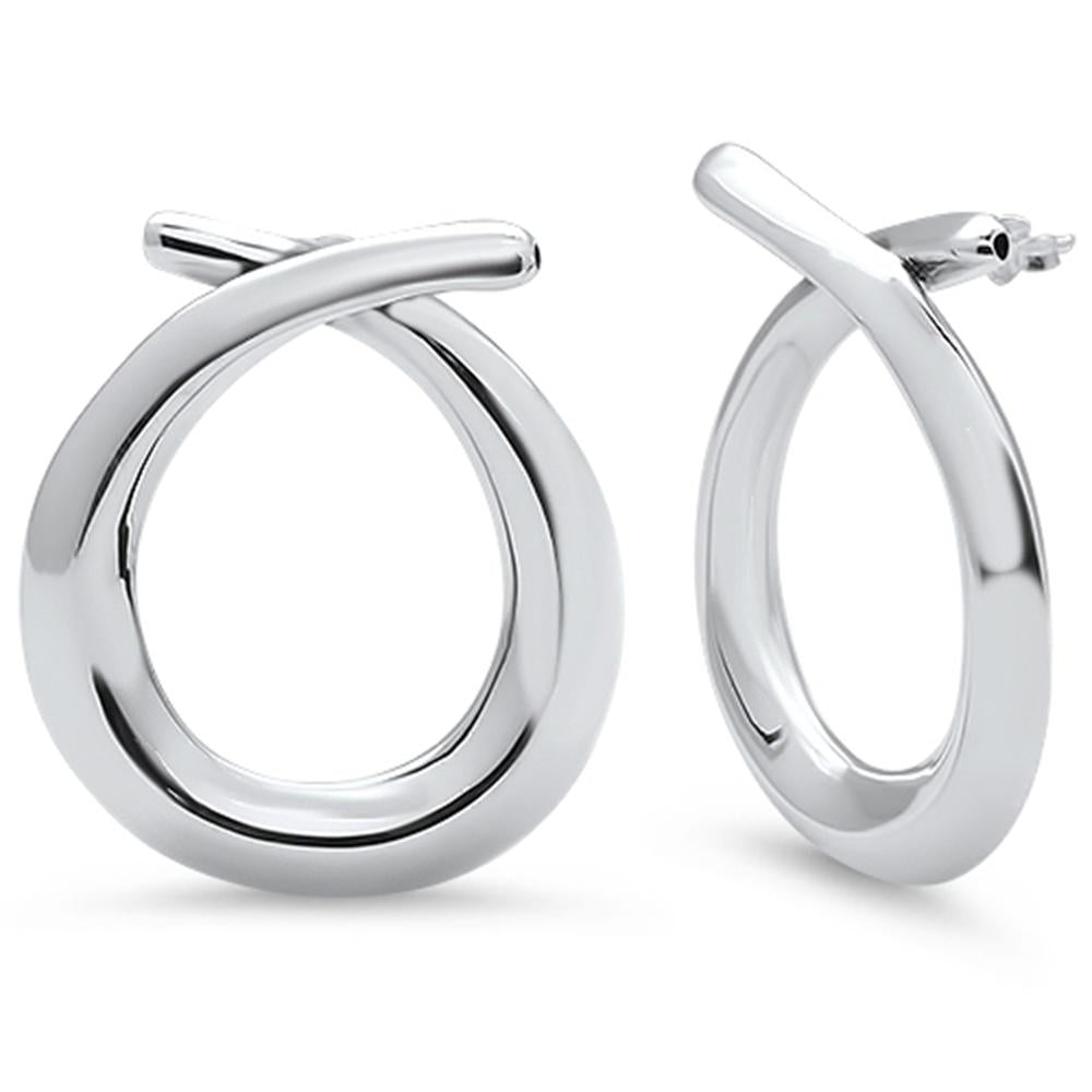 CLOSEOUT!Hoop Modern Design .925 Sterling Silver Earrings