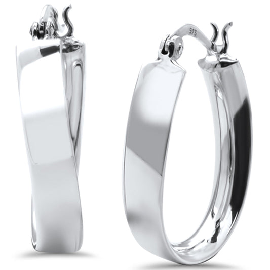 CLOSEOUT!Plain Oval Hoop .925 Sterling Silver Earrings