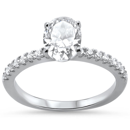 New Cubic-Zirconia Oval Shape .925 Sterling Silver Ring Size 4-10