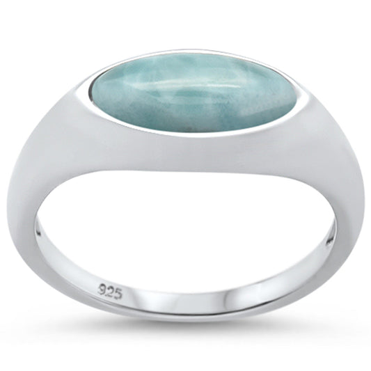 Natural Larimar Design .925 Sterling Silver Ring Sizes 6-8
