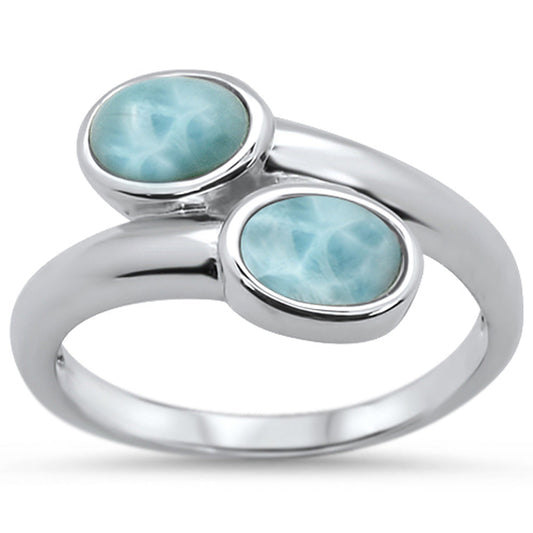 Oval Natural Larimar .925 Sterling Silver Ring Sizes 6-8