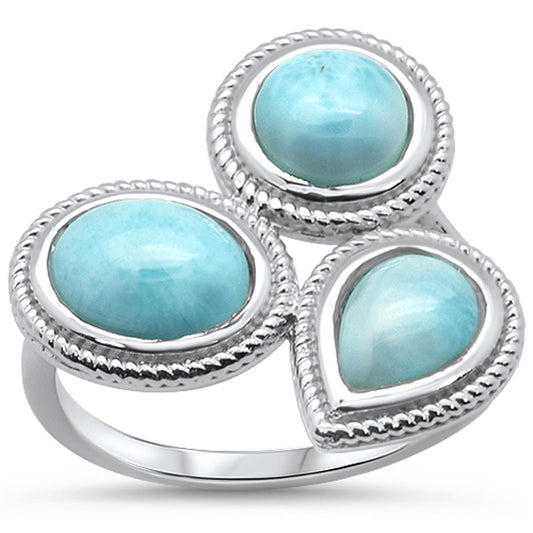 Natural Larimar .925 Sterling Silver Ring Sizes 6-8