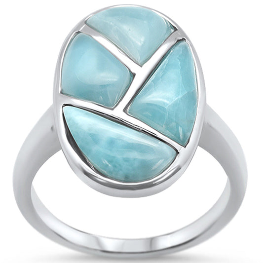 Natural Larimar .925 Sterling Silver Ring Sizes 6-10