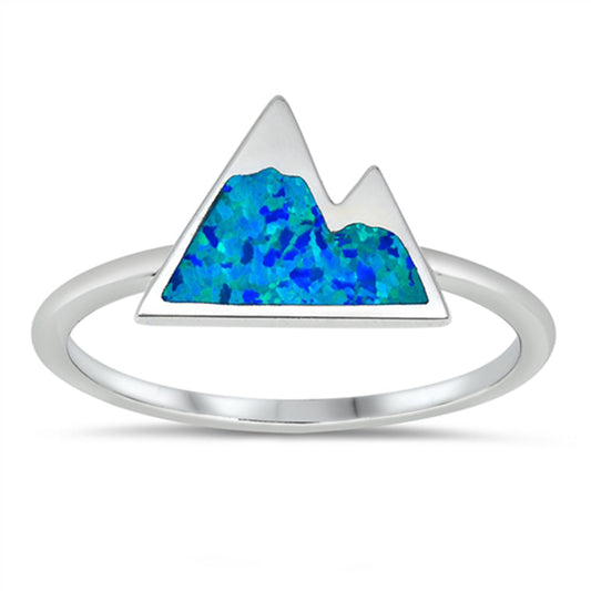 Blue Opal Mountain .925 Sterling Silver Ring Sizes 5,10