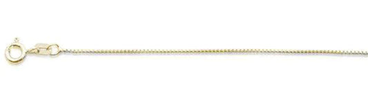015-.9MM Yellow Gold Plated Round Box Chain .925 Solid Sterling Silver Available In 16"- 22" Inches