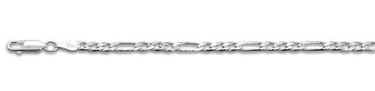 080-3MM Pave Figaro Chain .925 Solid Sterling Silver Available In 7"- 30" Inches