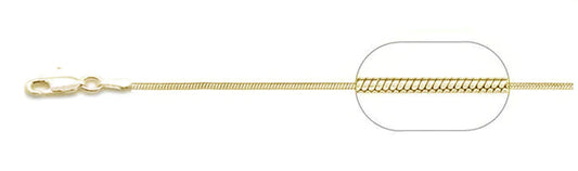 025- 0.8MM Yellow Gold Plated Square Snake Chain .925 Solid Sterling Silver Sizes 16-18"